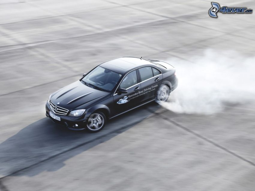 Mercedes-Benz, drift, acelerar, humo