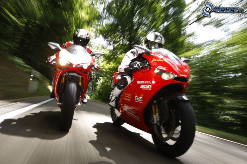 carreras, Ducati, motociclista, acelerar