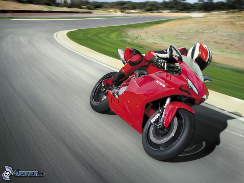 Ducati, motociclista, acelerar