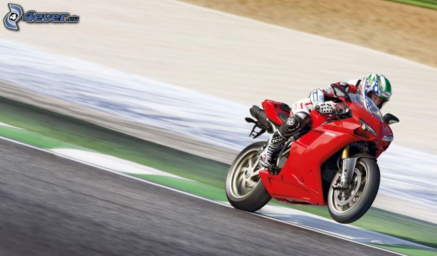 Ducati 1198S Corse, motociclista, acelerar, carreras en circuito