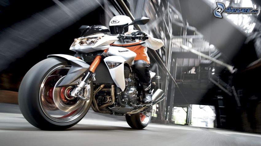 Kawasaki Z1000, motociclista, acelerar