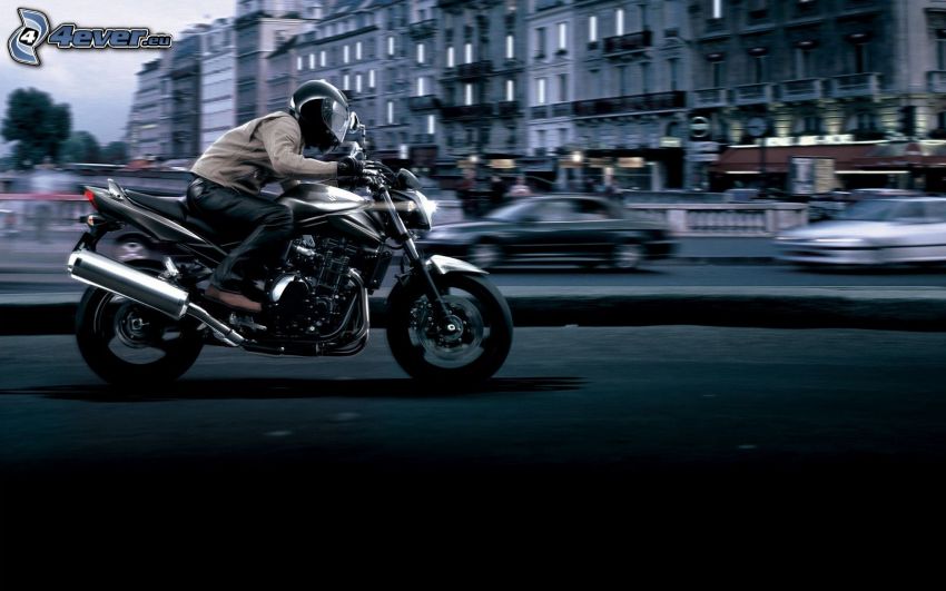 Suzuki Bandit, motociclista, acelerar