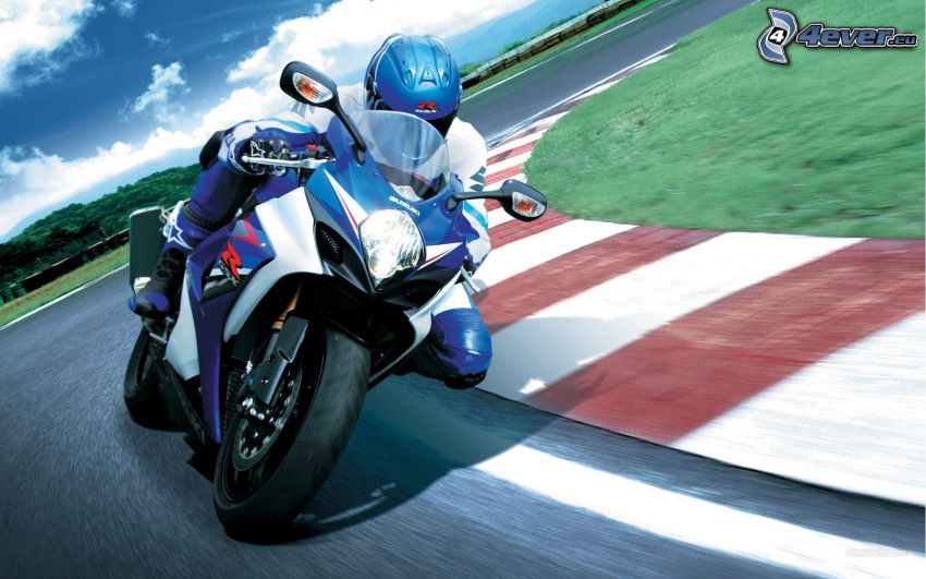 Suzuki GSX-R, motociclista, carreras en circuito, acelerar