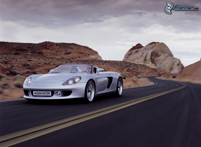 Porsche Carrera GT, camino, desierto