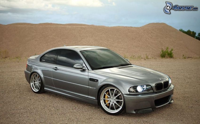 BMW M3, tuning, grava, colina