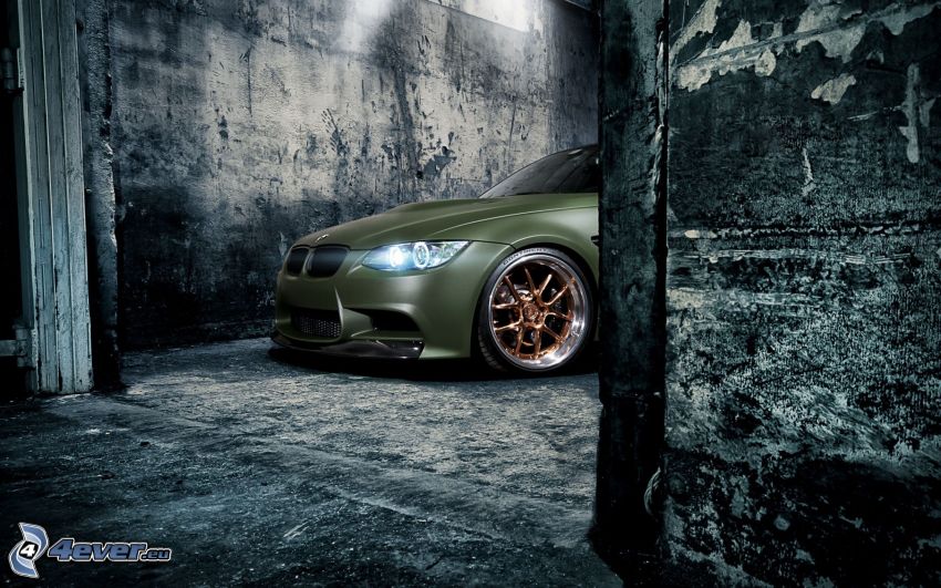 BMW M3, tuning, luz, muro viejo