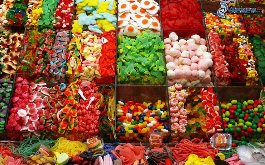 caramelos de colores, gelatina