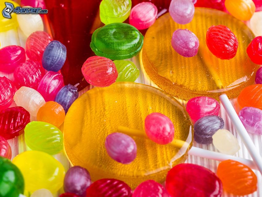 caramelos de colores, piruletas de colores