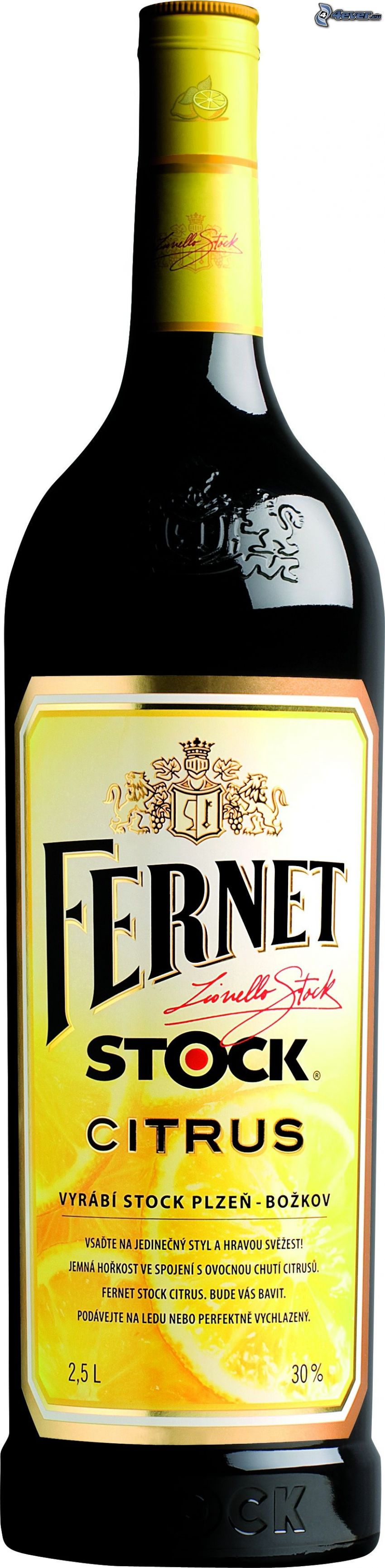 Fernet Stock Citrus, botella, alcohol