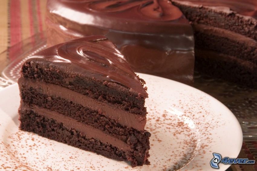 pastel de chocolate, pedazo de tarta