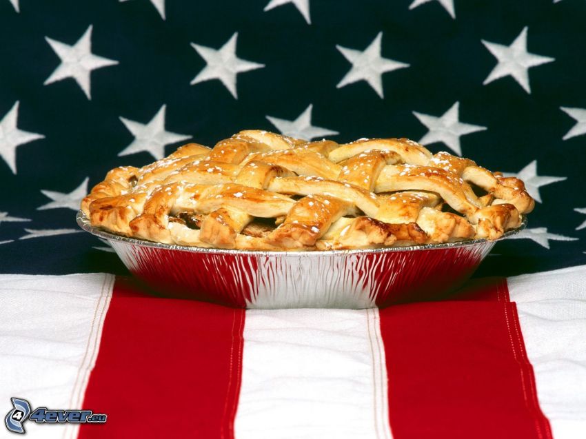 tarta de manzana, pastel, bandera americana