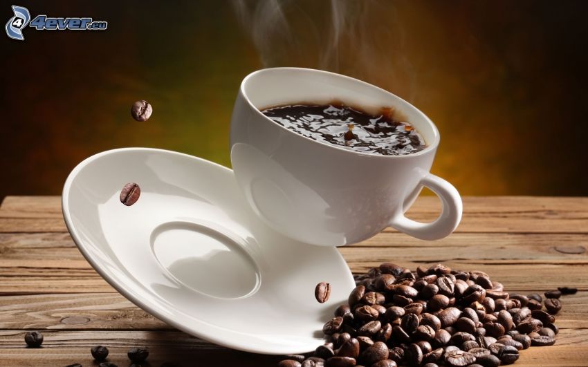taza de café, granos de café