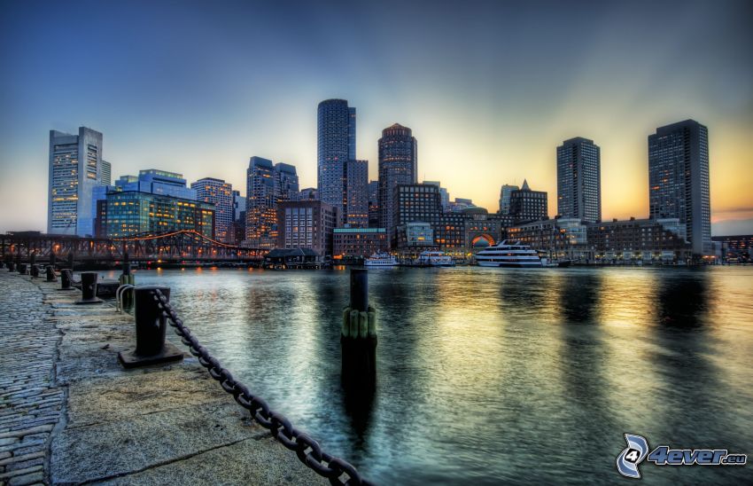Boston, rascacielos, HDR
