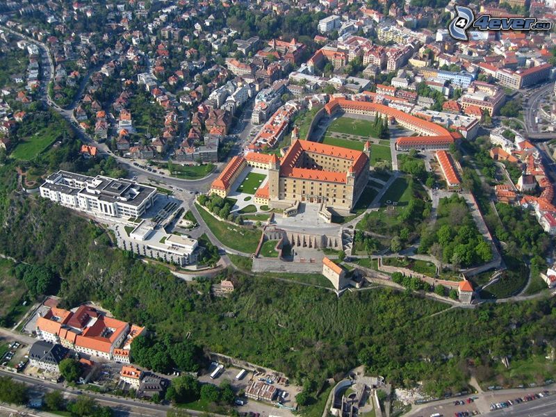 El Castillo de Bratislava, parlamento, Bratislava, vista aérea, ciudad