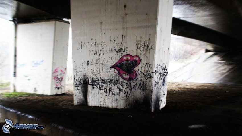 grafiti, boca, bajo el puente