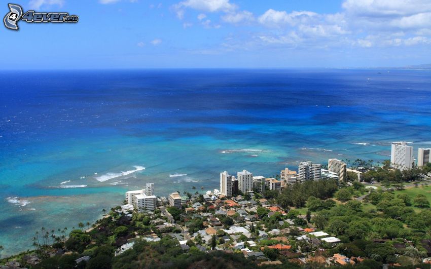 Honolulu, ciudad costera, mar