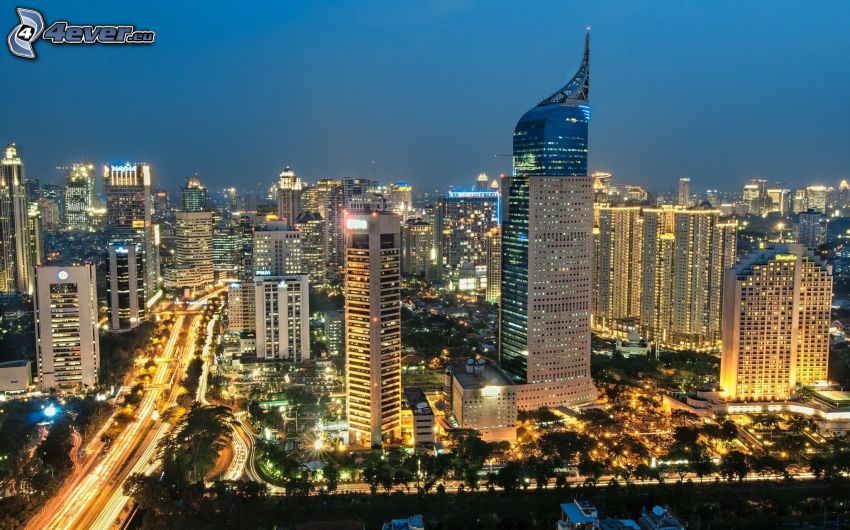 Jakarta, Ciudad al atardecer, rascacielos