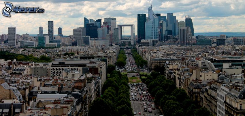 La Défense, rascacielos, calle, París