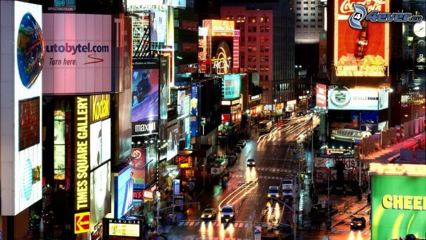 New York, calle, ciudad de noche