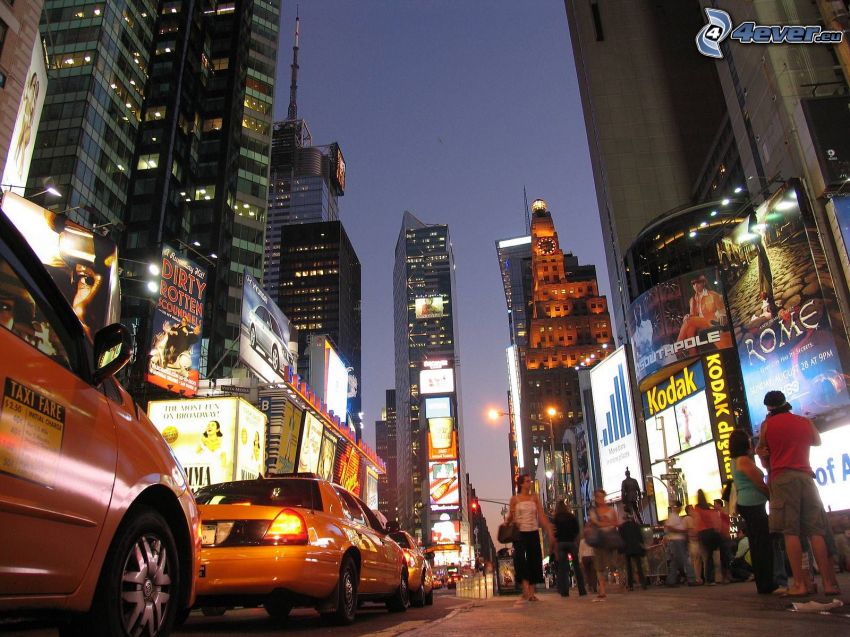 New York, NYC Taxi, ciudad de noche