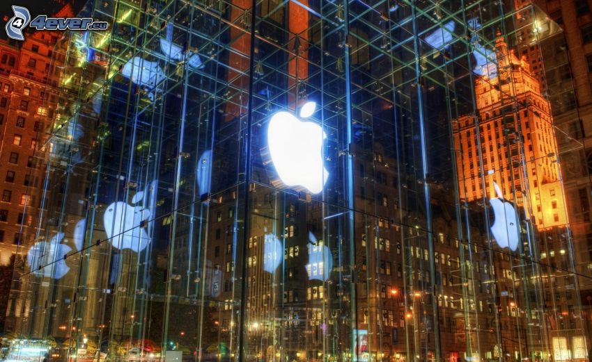 edificio, Apple, vidrio