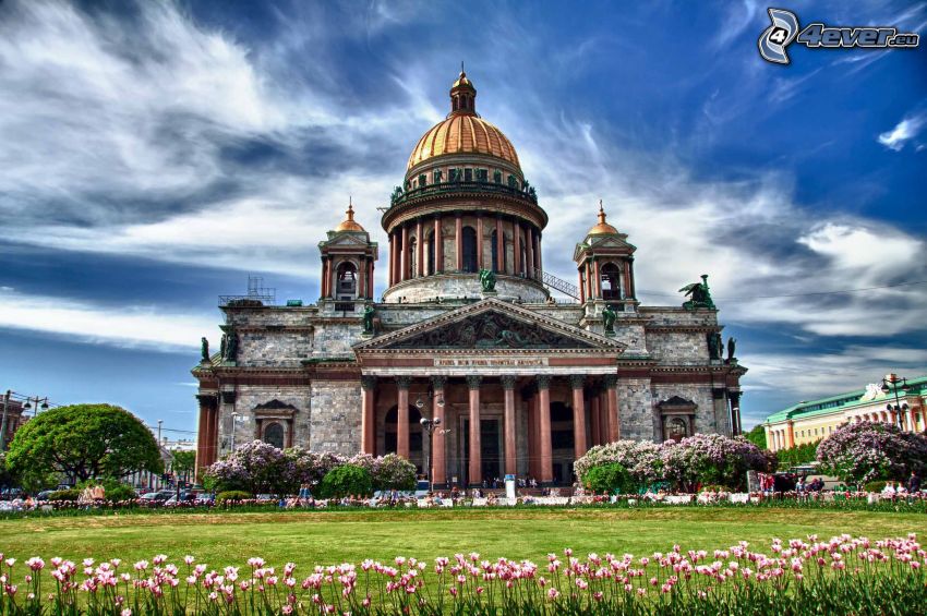 Catedral de San Isaac, Petersburgo, nubes, HDR