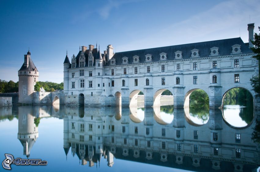 Château de Chenonceau, río, reflejo