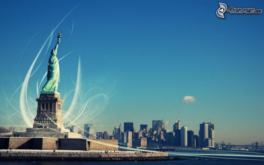 Estatua de la Libertad, New York, USA, cielo