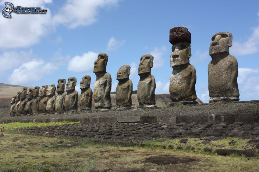 la escultura de Moai, islas de pascua