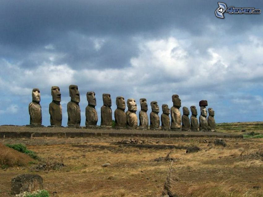 la escultura de Moai, islas de pascua