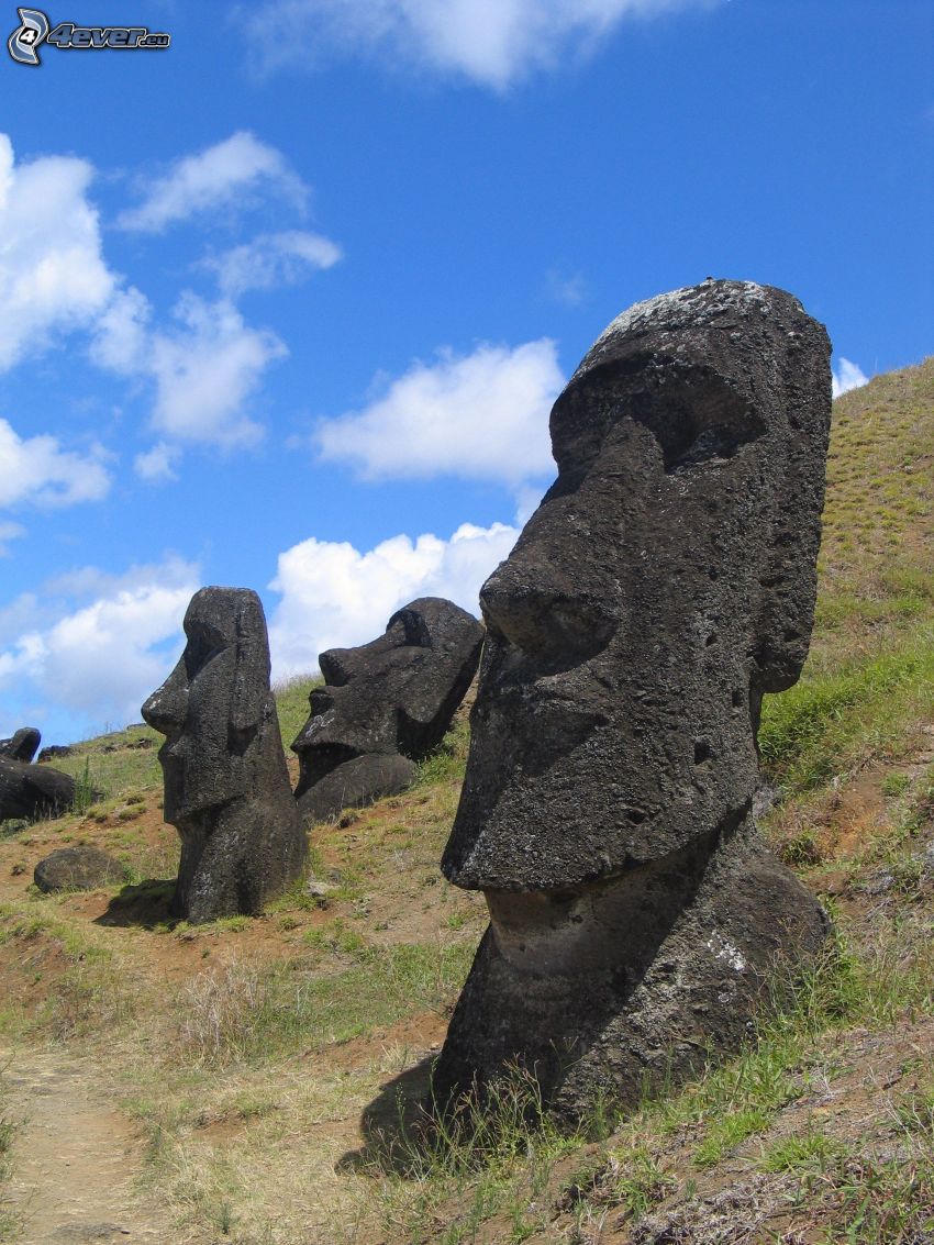 la escultura de Moai, islas de pascua