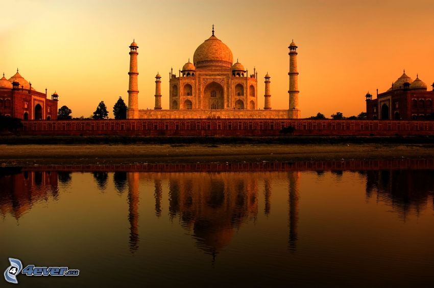 Taj Mahal, río, reflejo