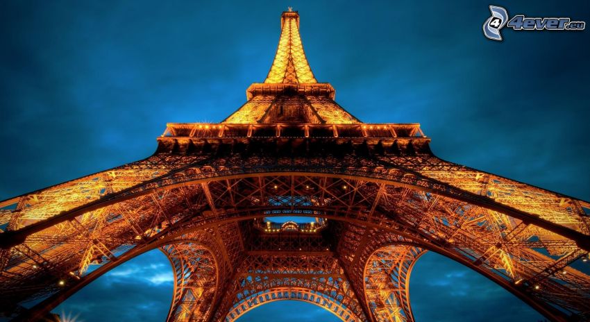 Torre Eiffel, París, Francia, atardecer, iluminación