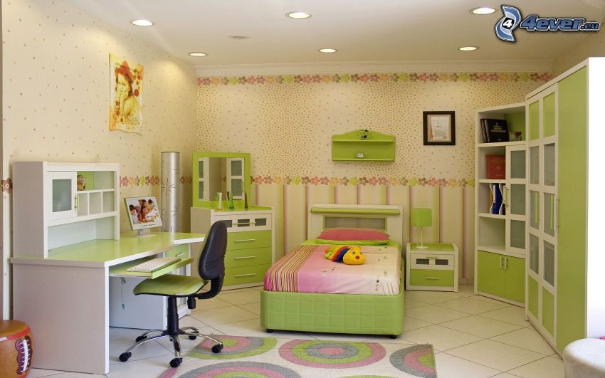 habitacion de niño, verde
