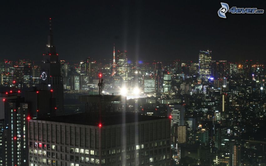 Tokio, ciudad de noche, luces