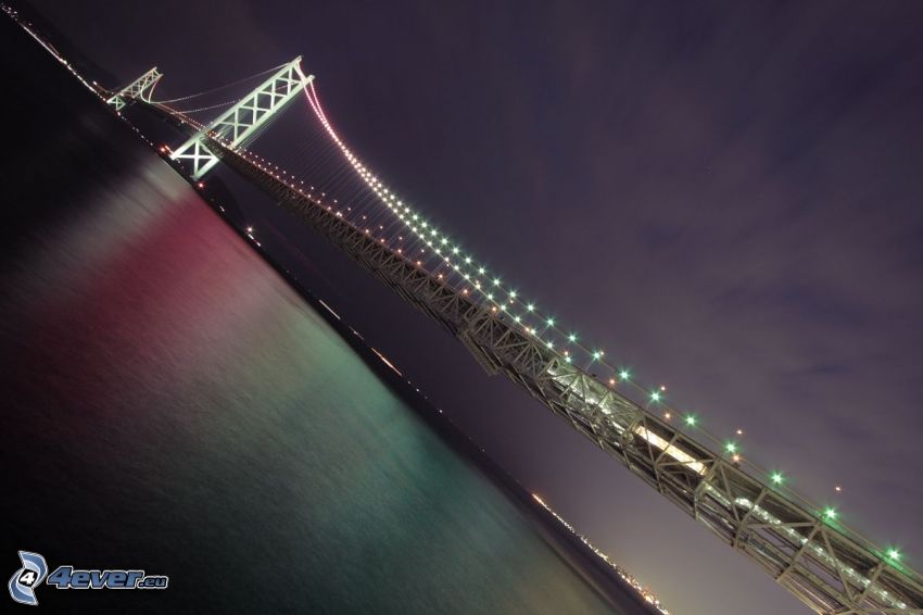 Akashi Kaikyo Bridge, puente iluminado