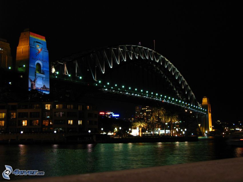 Auckland Harbour Bridge, ciudad de noche