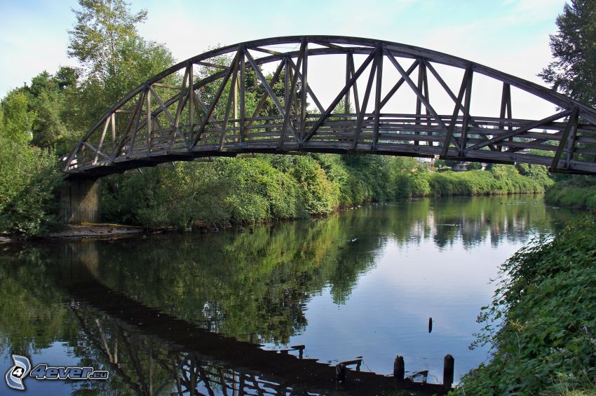Bothell Bridge, río, reflejo