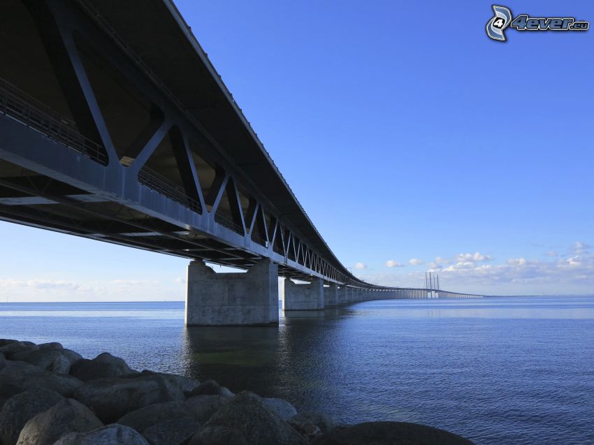Øresund Bridge, mar, piedras