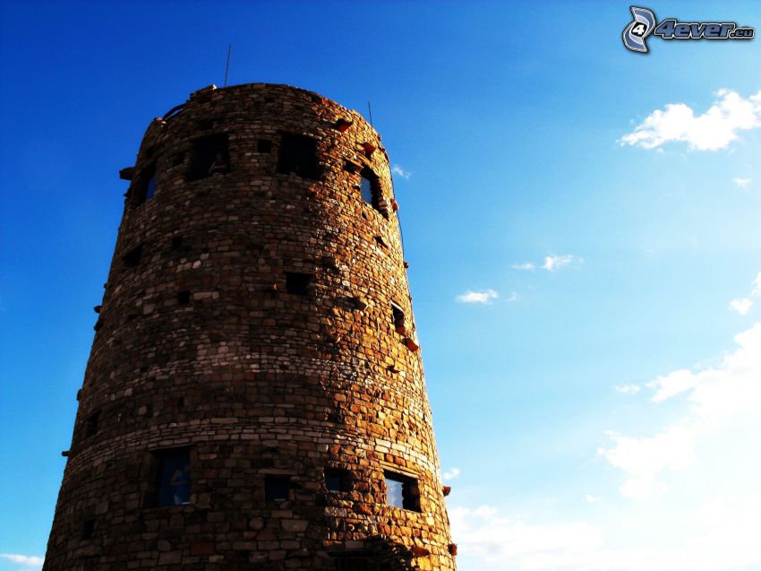 torre del castillo, cielo azul