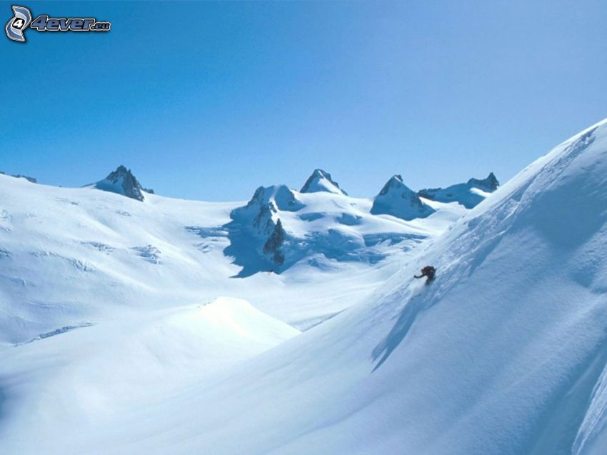 esquí extremo, colinas cubiertas de nieve