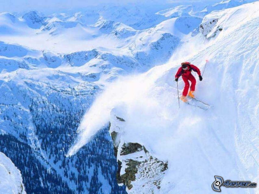 extremo alpino, esquiador, montañas, nieve