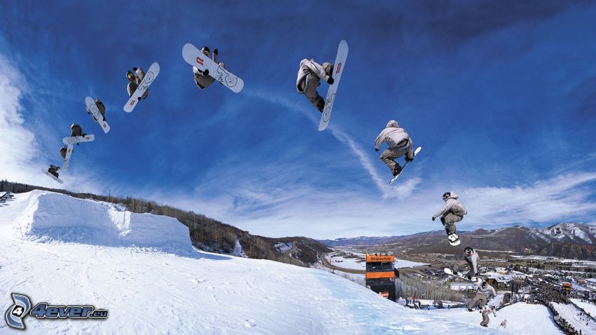 snowboard, salto