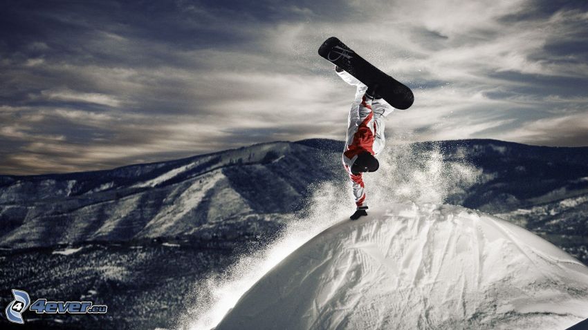 snowboarding, salto, acrobacia