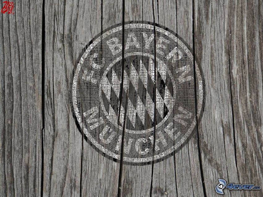 Bayern München, fútbol, logo, madera