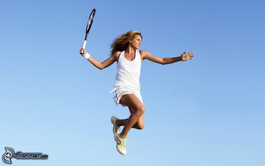 jugadora de tenis, salto