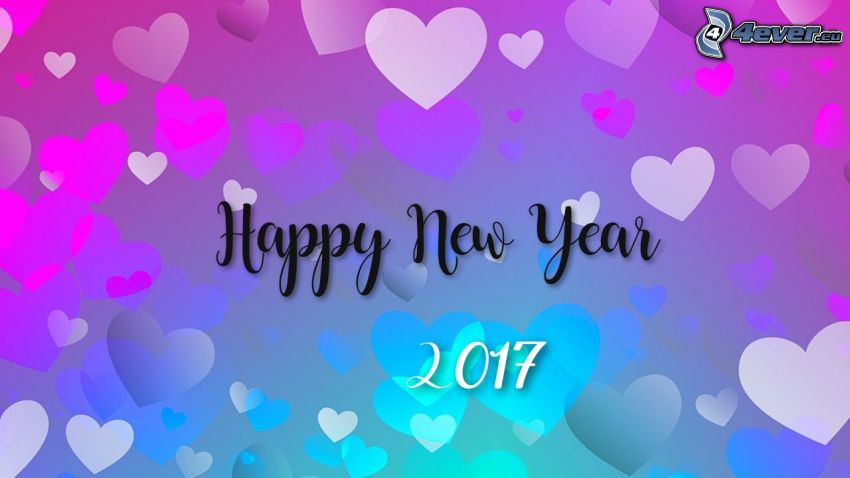 feliz año nuevo, happy new year, 2017, corazones