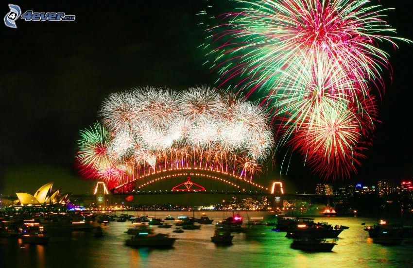 fuegos artificiales sobre Sidney, Año Nuevo, Sydney Harbour Bridge