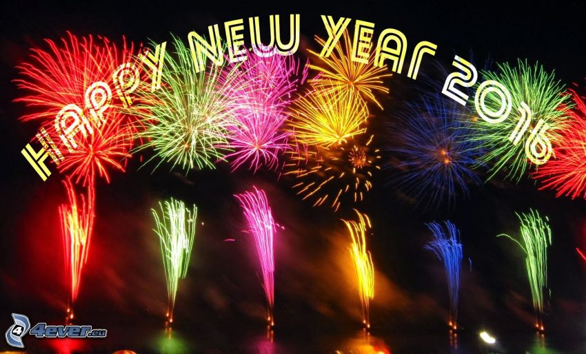 happy new year, 2016, fuegos artificiales