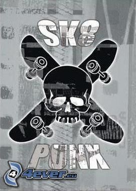 skate, cráneo, punk, SK8